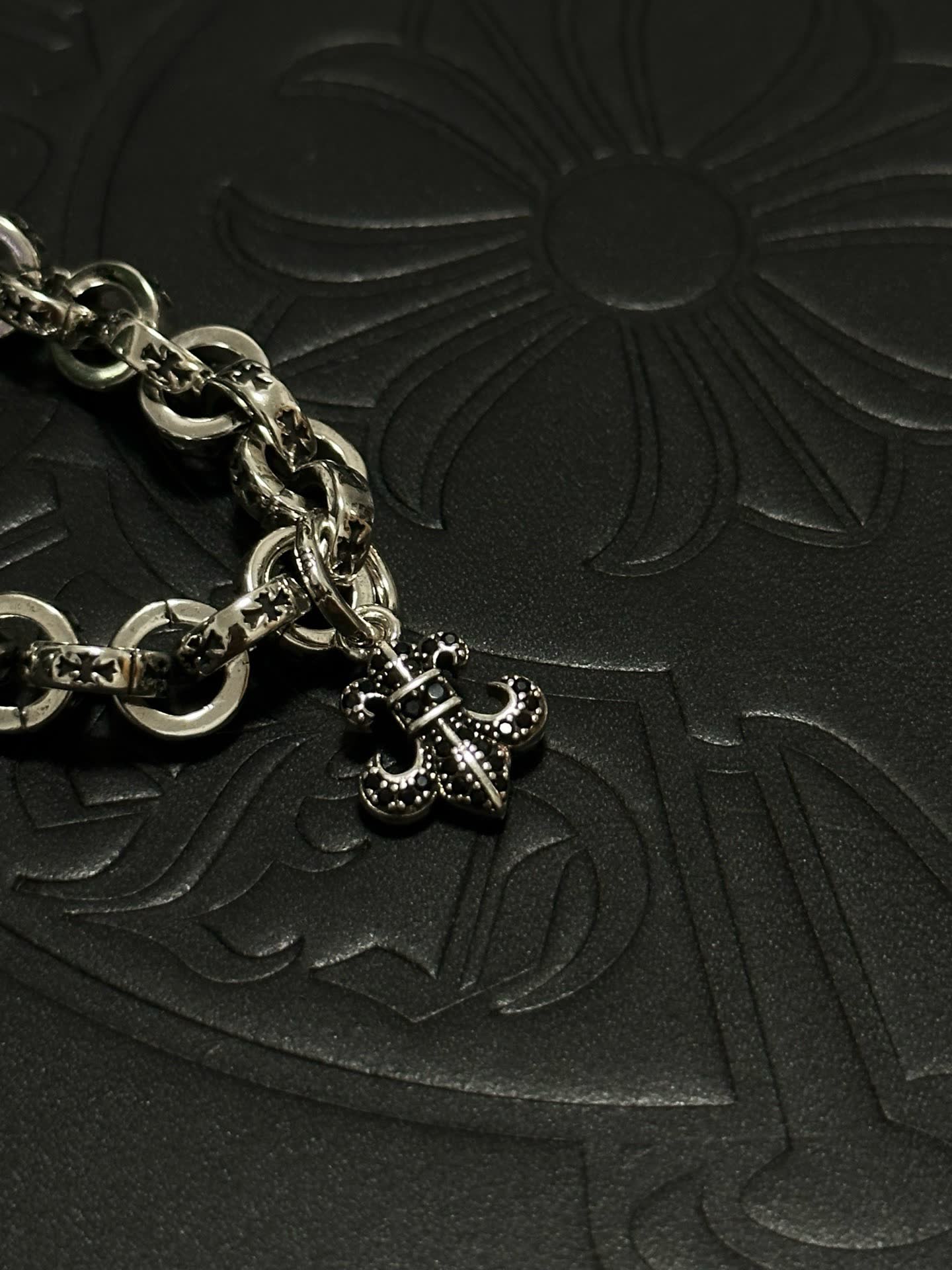 Chrome Hearts Silver Fleur-de-lis Charm Bracelet